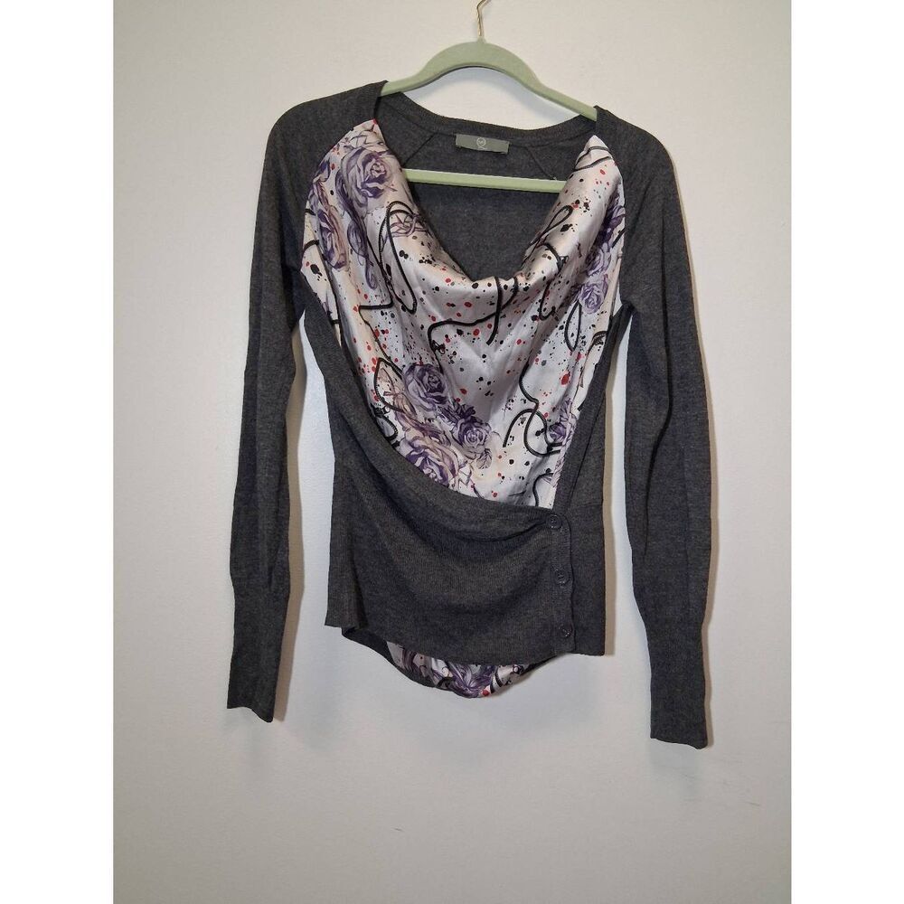 Alexander McQueen womens small silk fine lightweight cashmere wool top